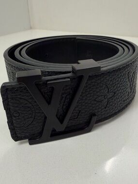 Louis Vuitton Black Embossed Monogram LV Buckle Men's Belt
